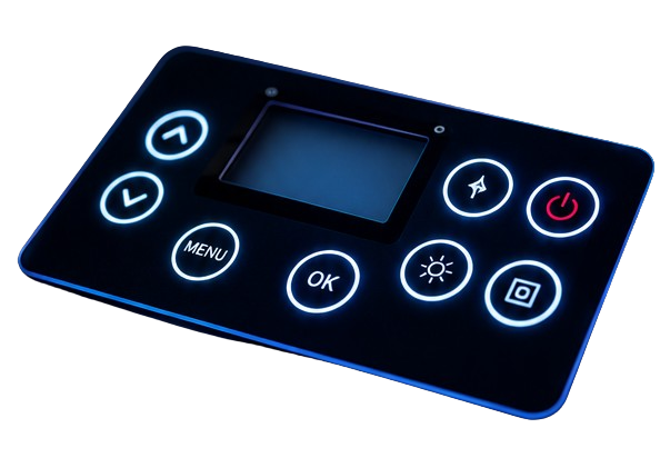 Illuminated membrane switch keypad with backlit icons and LCD window